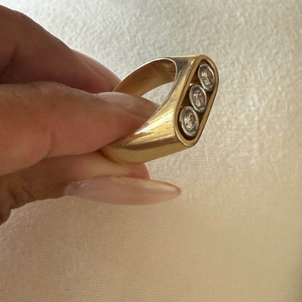 Vintage Two-Tone Diamond Bar Ring | 14K Gold | 1.00 ctw Natural Diamonds